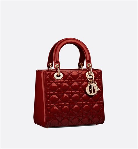 dior mini dior bag cherry red patent cannage calfskin women|dior mini cannage bag.